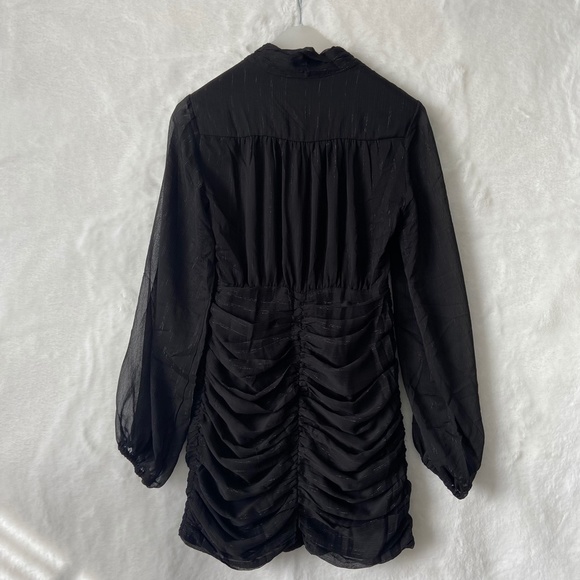 House of Harlow 1960 Ruched Long Sleeves Little Black Dress - Picture 9 of 11